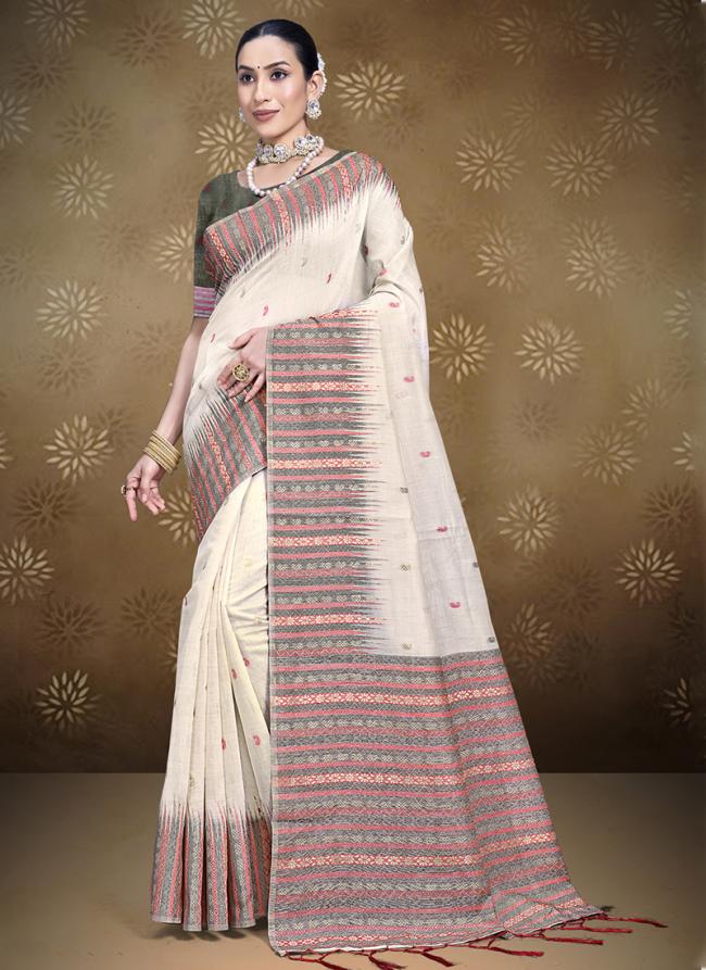 Cotton Grey Traditional Wear Printed Saree